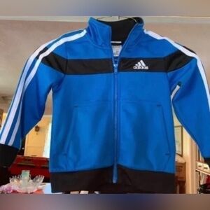 Adidas Jacket boys size 2 blue/black/white athletic coat